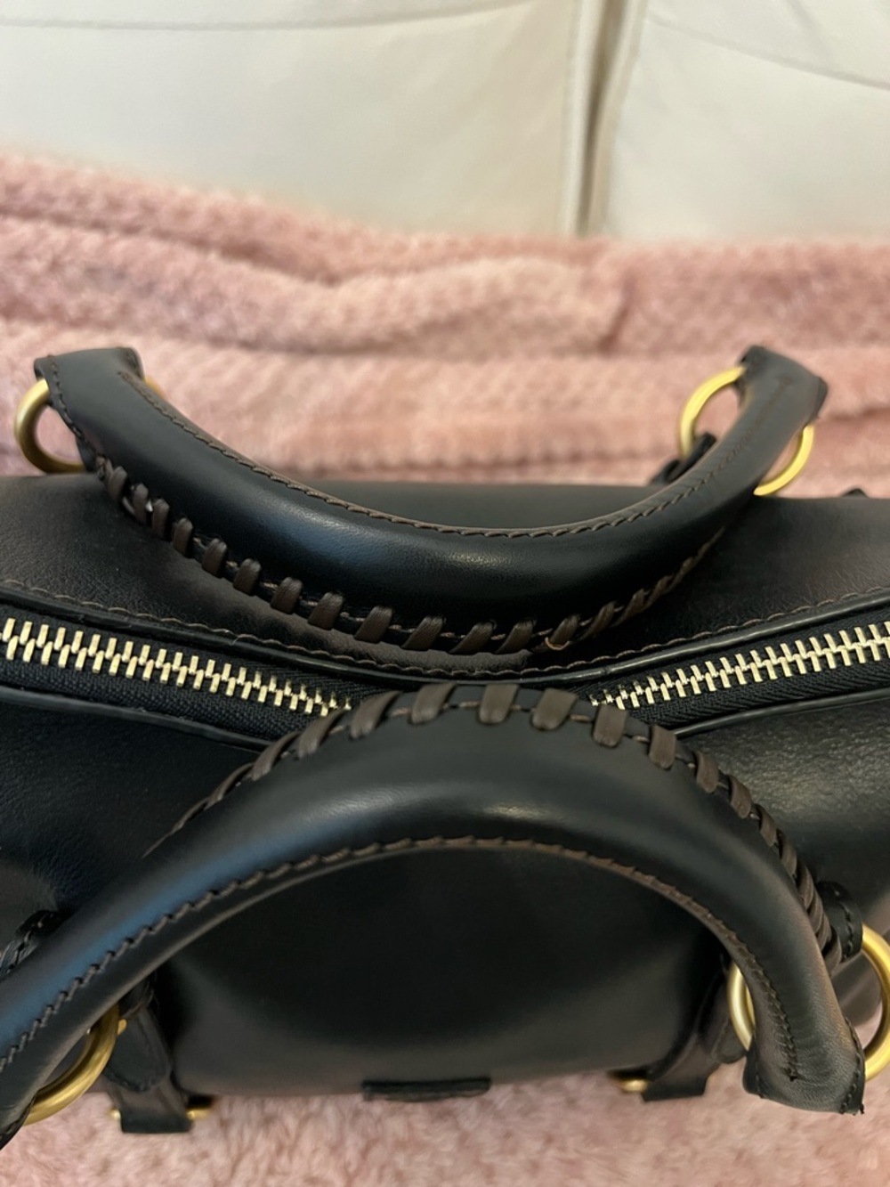 Dooney & Bourke Black Florentine Leather Satchel with Gold Hardware - Picture 10 of 14